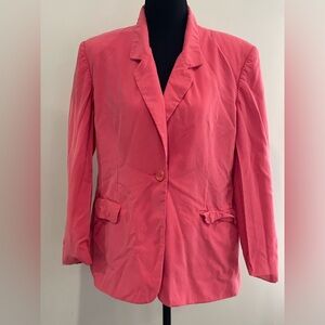 Talbots Petites 12 Women's Silk Pink Blazer‎ w Shoulder Pads 233